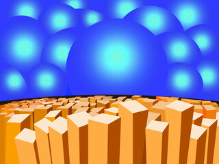 Obraz premium abstract fantastic background in yellow-blue tones for the design of illustrations, banners, cards, frames, covers in festive and national colors
