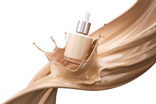 Make up liquid foundation cream cosmetics bottle on splashing cosmetic liquid