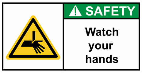 Be careful of sharp objects that cut your hand.Safety sign