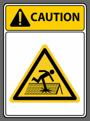 Please walk carefully as the roof is fragile.Caution sign.