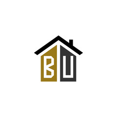 bu home logo design vector luxury linked