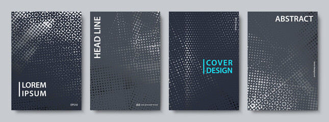 Set of Modern Grunge Backgrounds. Silver Foil Texture. Vector Cover Design Templates. - 451007580