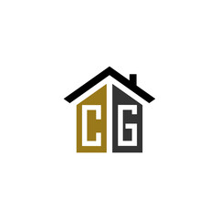 cg home logo design vector luxury linked