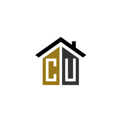 cu home logo design vector luxury linked