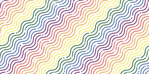 Abstract wavy colorful background, rainbow colors. Seamless pattern, vector illustration