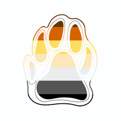 Gay bear flag in animal footprint icon. Vector illustration isolated on white background, EPS 10