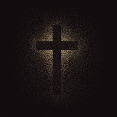 Obraz premium Christian cross, dots, silhouette icon. Vector illustration, EPS 10