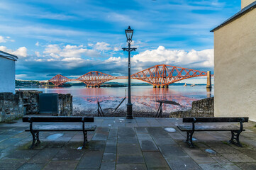 A place to sit in Queensferry and watch the sun go down over the Firth of Forth, Scotland on a summers day