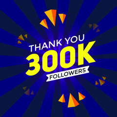 350k followers thank you colorful celebration template. 350000 social media followers achievement congratulation