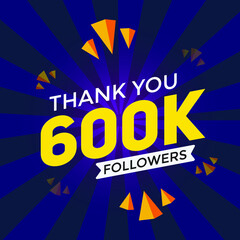 600k followers thank you colorful celebration template. social media followers achievement