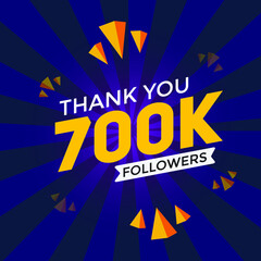 Naklejka na ściany i meble 700k followers thank you colorful celebration template. social media followers achievement congratulation 