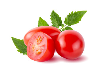Red ripe tomatoes isolated over white background