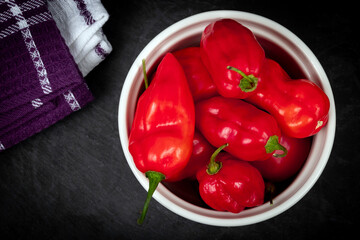 fresh organic red habanero hot pepper