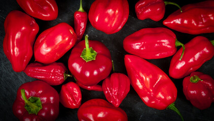 fresh organic red habanero hot pepper