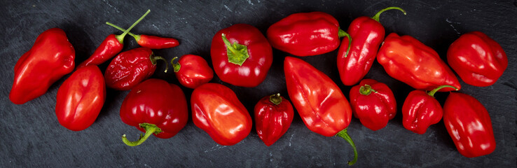 fresh organic red habanero hot pepper