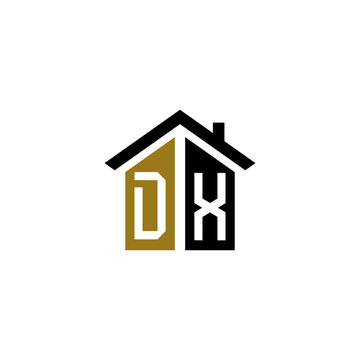 dx home logo design vector luxury linked