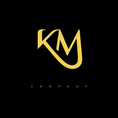 Initial KM logo design vector - obrazy, fototapety, plakaty