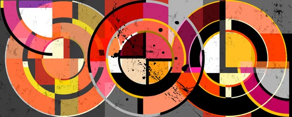 Gardinen abstract background pattern, with circle ornament, paint strokes and splashes, art in the bauhaus tradition © Kirsten Hinte
