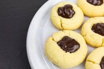 thumbprint cookies filled with chocolate
