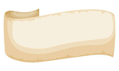 Aged ribbon like scroll in cartoon style, Vector illustration