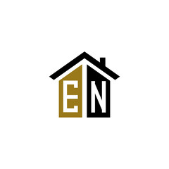 en home logo design vector luxury linked