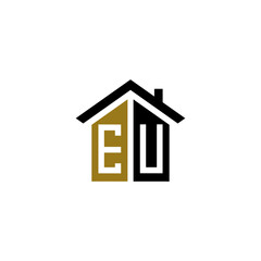 eu home logo design vector luxury linked