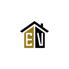 ev home logo design vector luxury linked