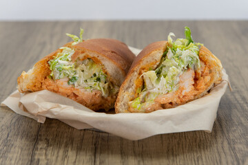 Spicy chicken sandwich loaded with all the good fixings to completely fill any appetite for a meal