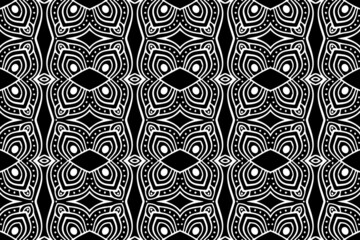 Ethnic unique pattern, geometric background. Handmade oriental, Indonesian artistic ornament. Black white template for creativity, coloring, design.
