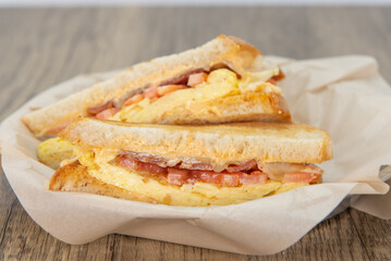 Breakfast ham and cheese sandwich loaded with all the good fixings to completely fill any appetite for a meal