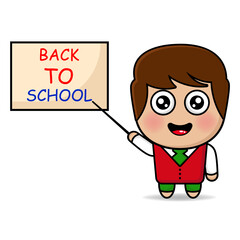 cute boy back to school design mascot kawaii
