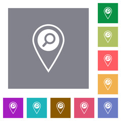 Find GPS location square flat icons