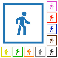 Man walking right flat framed icons