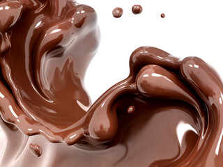 Chocolate splash, food and drink illustration, wave of chocolate background, 3d rendering