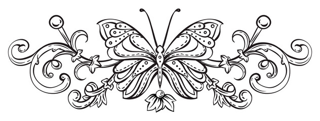 Royal decorative vector element with butterfly