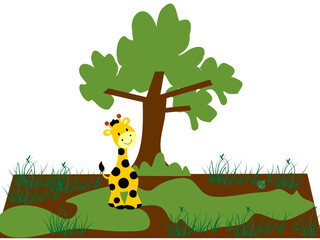 Naklejka premium Vector Illustration of a Cute Little Giraffe