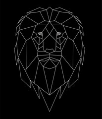 low polygonal Lion head in ethnic style. Modern print and tattoo design