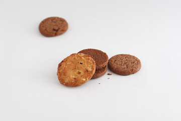 Chocolate biscuits isolated on white background
