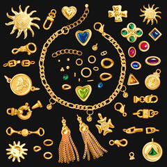 Gold Chains and Brooches Vector Clip Art Collections  