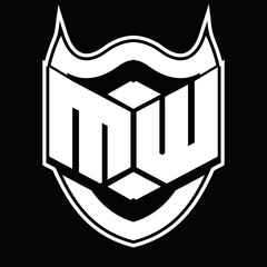 MW Logo monogram design isolated with shield shape design template