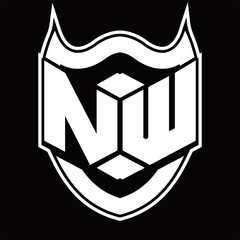 NW Logo monogram design isolated with shield shape design template
