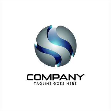 globe circle 3d technologi business logo design