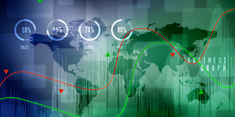 2d rendering Stock market online business concept. business Graph 