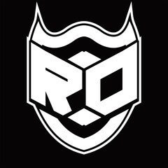 RD Logo monogram design isolated with shield shape design template