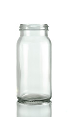 Clear Glass Bottle and Reflection isolated on white background Suitable for Mockup creative graphic design