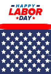 Obraz premium Happy Labor Day. Public federal holiday, celebrate annual in United States. American labor movement. Patriotic american elements. Poster, card, banner and background. Vector illustration