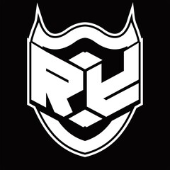 RY Logo monogram design isolated with shield shape design template