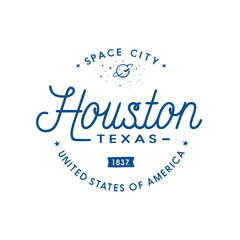 Fototapeta premium Houston Space City. Houston logotype. Vector and illustration.