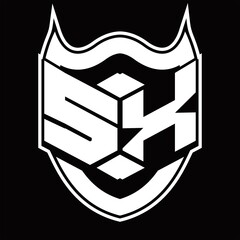 SX Logo monogram design isolated with shield shape design template
