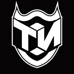 TN Logo monogram design isolated with shield shape design template